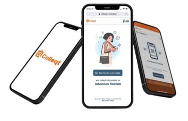 3 écrans de téléphones montrant diverses étapes d'utilisation de Colleqt